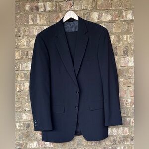Barney’s New York 100% Wool 2 Piece Men’s Suit Navy Blue 42XL & Pants 36X33